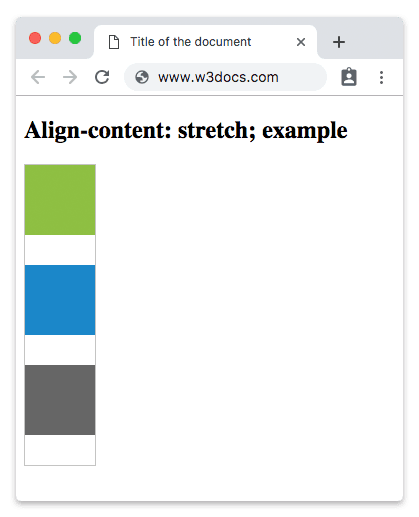 Proprietà CSS align-content con il valore stretch