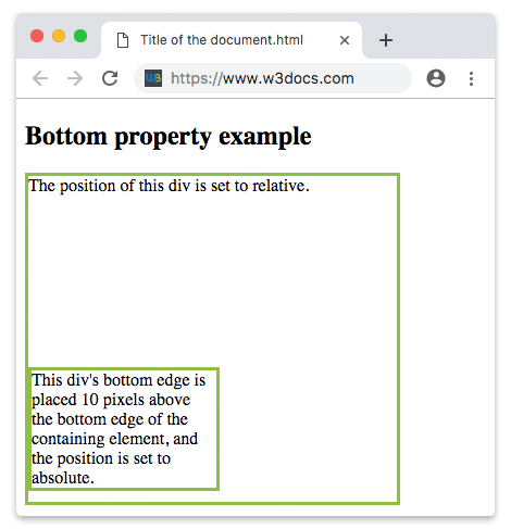 Proprietà CSS bottom con position absolute