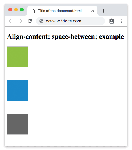 Proprietà CSS align-content con il valore space-between
