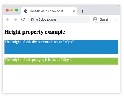 Proprietà CSS height