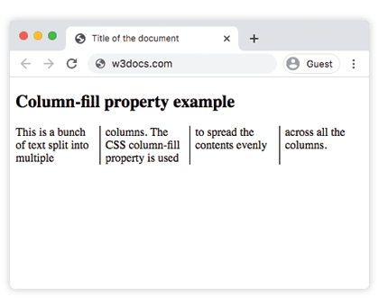 Esempio CSS column-fill balance