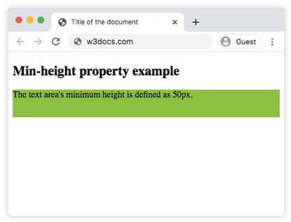 Esempio di output della proprietà CSS min-height