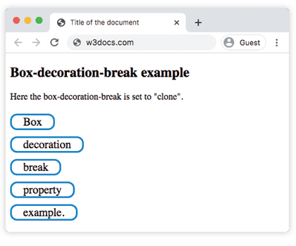 Proprietà CSS box-decoration-break con il valore clone