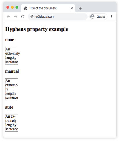 Proprietà CSS hyphens